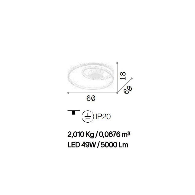 PLAFONIERA MODERNA DIAMETRO CM 60 LED 49W LUCE 3000K COLORI BIANCO NERO O OTTONE CRISTALENSI - Cristalensi Shop Online