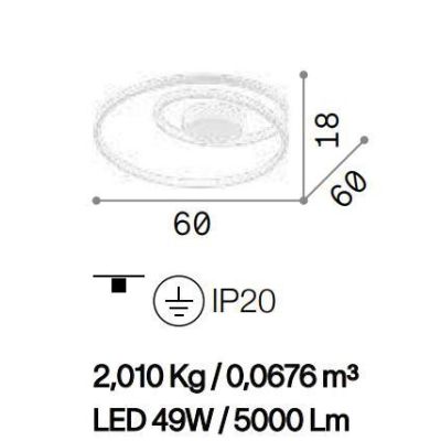 PLAFONIERA MODERNA DIAMETRO CM 60 LED 49W LUCE 3000K COLORI BIANCO NERO O OTTONE CRISTALENSI - Cristalensi Shop Online