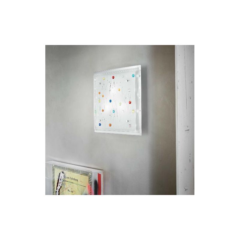 OCEAN PLAFONIERA QUADRATA 42X42 MODERNA IN VETRO CON BOTTONI IN VETRO DECORATIVI IN 2 VARIANTI Ideal Lux - Cristalensi Shop Onli