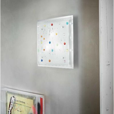 OCEAN PLAFONIERA QUADRATA 42X42 MODERNA IN VETRO CON BOTTONI IN VETRO DECORATIVI IN 2 VARIANTI Ideal Lux - Cristalensi Shop Onli