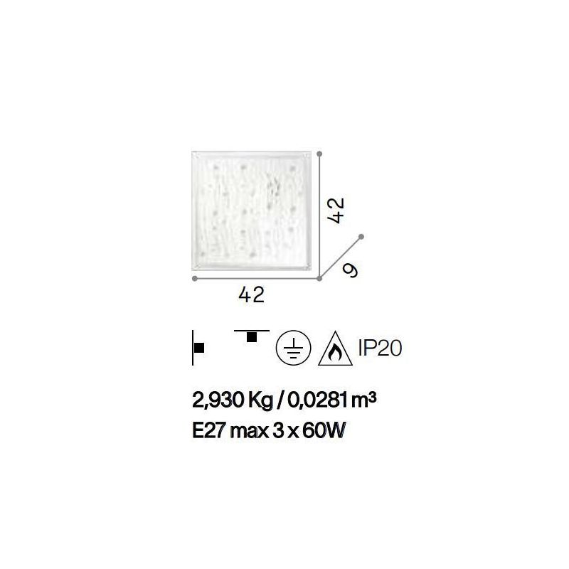OCEAN PLAFONIERA QUADRATA 42X42 MODERNA IN VETRO CON BOTTONI IN VETRO DECORATIVI IN 2 VARIANTI Ideal Lux - Cristalensi Shop Onli