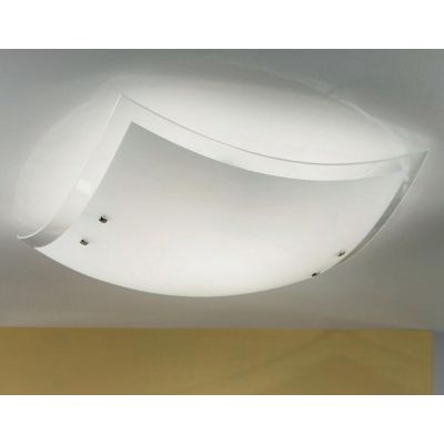 ARIA PLAFONIERA MODERNA IN VETRO BIANCO BORDO TRASPARENTE Illuminando - Cristalensi Shop Online