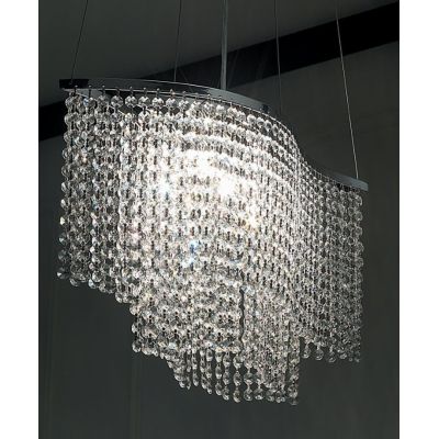 BELIZE SOSPENSIONE IN METALLO CROMATO E PENDAGLIERIA IN CRISTALLO Illuminando - Cristalensi Shop Online