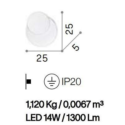 LAMPADA DA PARETE DESIGN MODERNO 2 CERCHI BIANCHI CON LED 14W LUCE 3000K CRISTALENSI - Cristalensi Shop Online