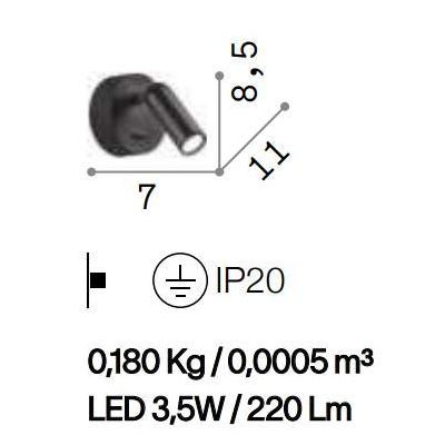 PICCOLA APPLIQUE MODERNA ORIENTABILE CON SNODO LED 3,5W LUCE 3000K IN METALLO 4 COLORI CRISTALENSI - Cristalensi Shop Online