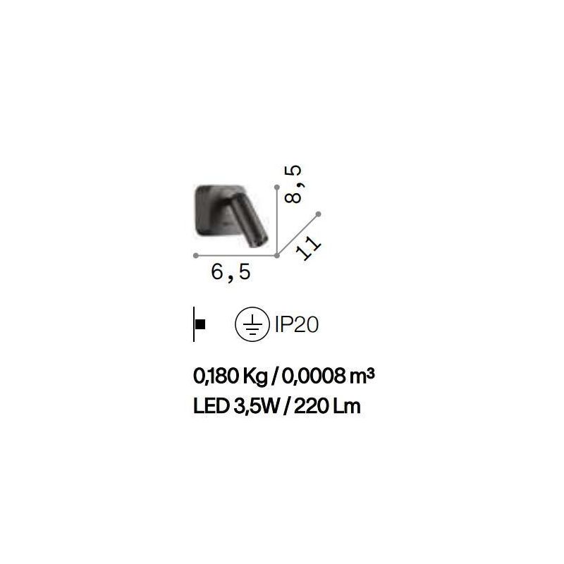 PICCOLA APPLIQUE ORIENTABILE QUADRATA CON SNODO LED 3,5W LUCE 3000K IN METALLO 4 COLORI CRISTALENSI - Cristalensi Shop Online