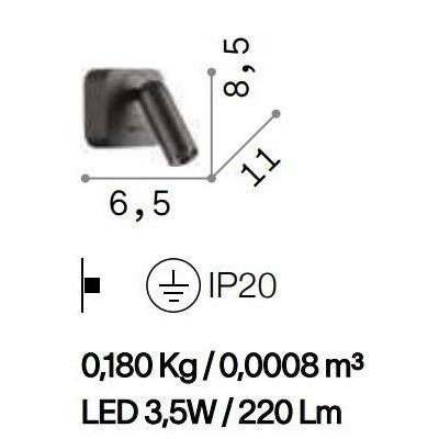 PICCOLA APPLIQUE ORIENTABILE QUADRATA CON SNODO LED 3,5W LUCE 3000K IN METALLO 4 COLORI CRISTALENSI - Cristalensi Shop Online