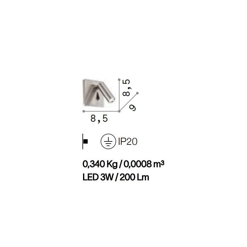 APPLIQUE ORIENTABILE QUADRATA CON SNODO LED 3W LUCE 3000K IN METALLO 4 COLORI CRISTALENSI - Cristalensi Shop Online