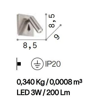 APPLIQUE ORIENTABILE QUADRATA CON SNODO LED 3W LUCE 3000K IN METALLO 4 COLORI CRISTALENSI - Cristalensi Shop Online