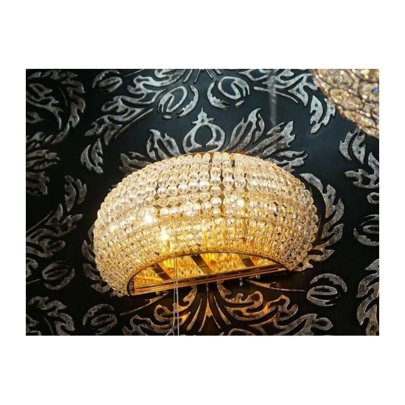 APPLIQUE ELEGANTE IN METALLO ORO O CROMO CON PERLE IN CRISTALLO TRASPARENTE CRISTALENSI - Cristalensi Shop Online