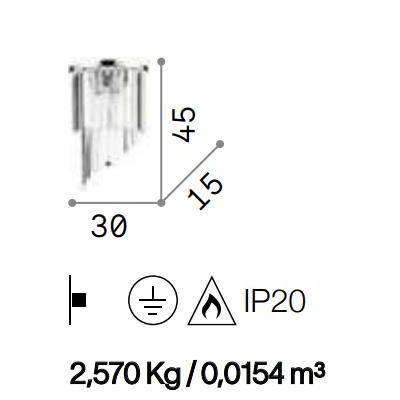 APPLIQUE MODERNA IN METALLO CROMO O ORO CON PENDAGLI IN CRISTALLO TRASPARENTE CRISTALENSI - Cristalensi Shop Online