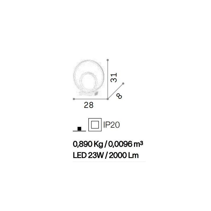 LAMPADA DA TAVOLO MODERNA DIAMETRO CM 28 LED 23W LUCE 3000K COLORI BIANCO NERO O OTTONE CRISTALENSI - Cristalensi Shop Online