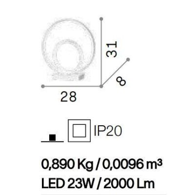LAMPADA DA TAVOLO MODERNA DIAMETRO CM 28 LED 23W LUCE 3000K COLORI BIANCO NERO O OTTONE CRISTALENSI - Cristalensi Shop Online