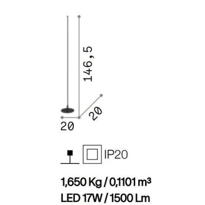 LAMPADA DA TERRA LINEARE H146 MODERNA IN METALLO NERO O BIANCO CON LED 17W LUCE 3000K CRISTALENSI - Cristalensi Shop Online