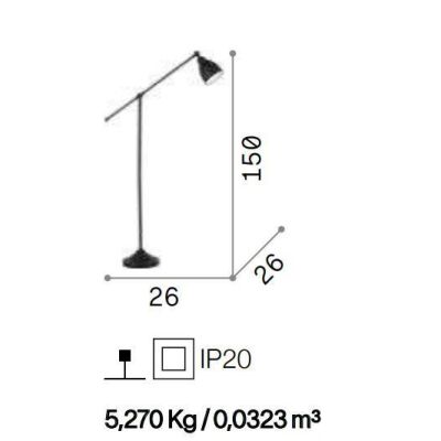 PIANTANA VINTAGE IN METALLO NERO O NICKEL CON BRACCIO E DIFFUSORE ORIENTABILI CRISTALENSI - Cristalensi Shop Online