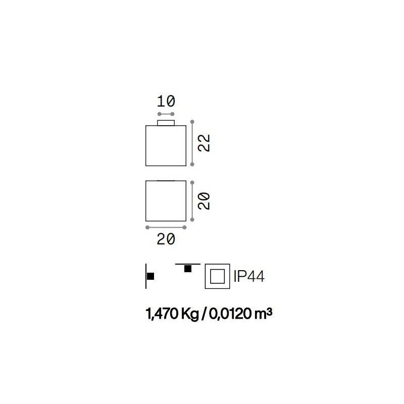 PLAFONIERA A CUBO CM 20X20 DA ESTERNI IN MATERIALE PLASTICO BIANCO LAMPADINA ATTACCO E27 CRISTALENSI - Cristalensi Shop Online