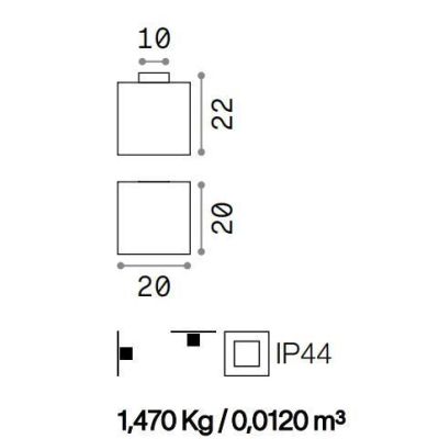 PLAFONIERA A CUBO CM 20X20 DA ESTERNI IN MATERIALE PLASTICO BIANCO LAMPADINA ATTACCO E27 CRISTALENSI - Cristalensi Shop Online