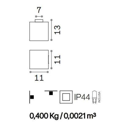 PLAFONIERA A CUBO CM 11x11 DA ESTERNI IN MATERIALE PLASTICO BIANCO LAMPADINA G9 INCLUSA CRISTALENSI - Cristalensi Shop Online