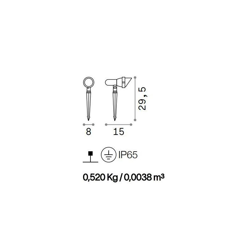 FARETTO DA ESTERNO H30 ORIENTABILE IP65 CON PICCHETTO INCLUSO IN 4 COLORI CRISTALENSI - Cristalensi Shop Online