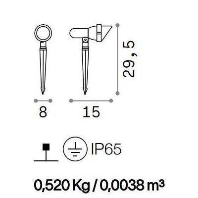 FARETTO DA ESTERNO H30 ORIENTABILE IP65 CON PICCHETTO INCLUSO IN 4 COLORI CRISTALENSI - Cristalensi Shop Online