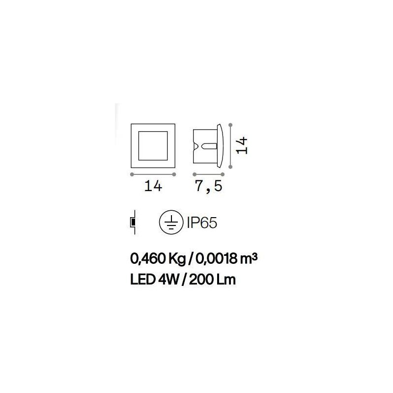 SEGNAPASSO DA INCASSO IP65 IN ALLUMINIO BIANCO O ANTRACITE LED 4W LUCE 3000K CM 14X14 CRISTALENSI - Cristalensi Shop Online