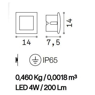 SEGNAPASSO DA INCASSO IP65 IN ALLUMINIO BIANCO O ANTRACITE LED 4W LUCE 3000K CM 14X14 CRISTALENSI - Cristalensi Shop Online