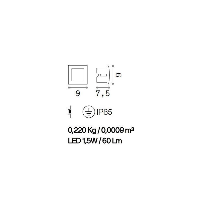 SEGNAPASSO DA INCASSO IP65 IN ALLUMINIO BIANCO O ANTRACITE LED 1,5W LUCE 3000K CM 9X9 CRISTALENSI - Cristalensi Shop Online