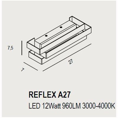 REFLEX A27 LAMPADA DA PARETE 14 COLORI LED 12W LUCE 3000K/4000K CON SWITCH LARGHEZZA CM 27 PROMOINGROSS - Cristalensi Shop Onlin