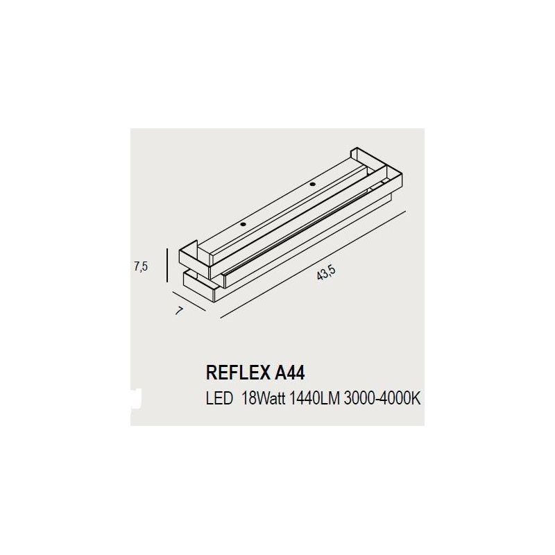 REFLEX A44 LAMPADA DA PARETE 14 COLORI LED 18W LUCE 3000K/4000K CON SWITCH LARGHEZZA CM 44 MODERNA PROMOINGROSS - Cristalensi Sh