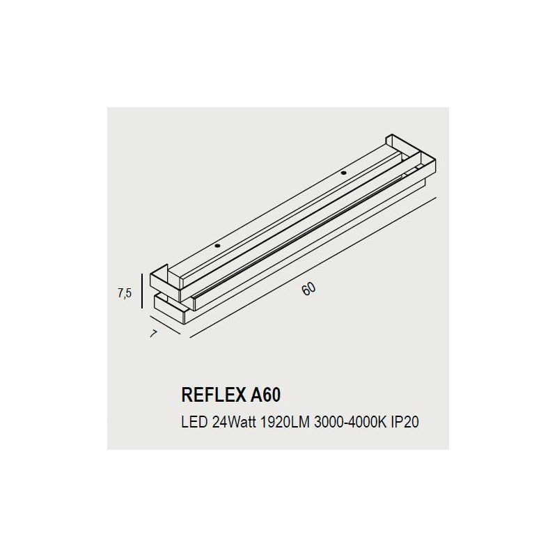 REFLEX A60 LAMPADA DA PARETE 14 COLORI LED 24W LUCE 3000K/4000K CON SWITCH LARGHEZZA CM 60 MODERNA PROMOINGROSS - Cristalensi Sh