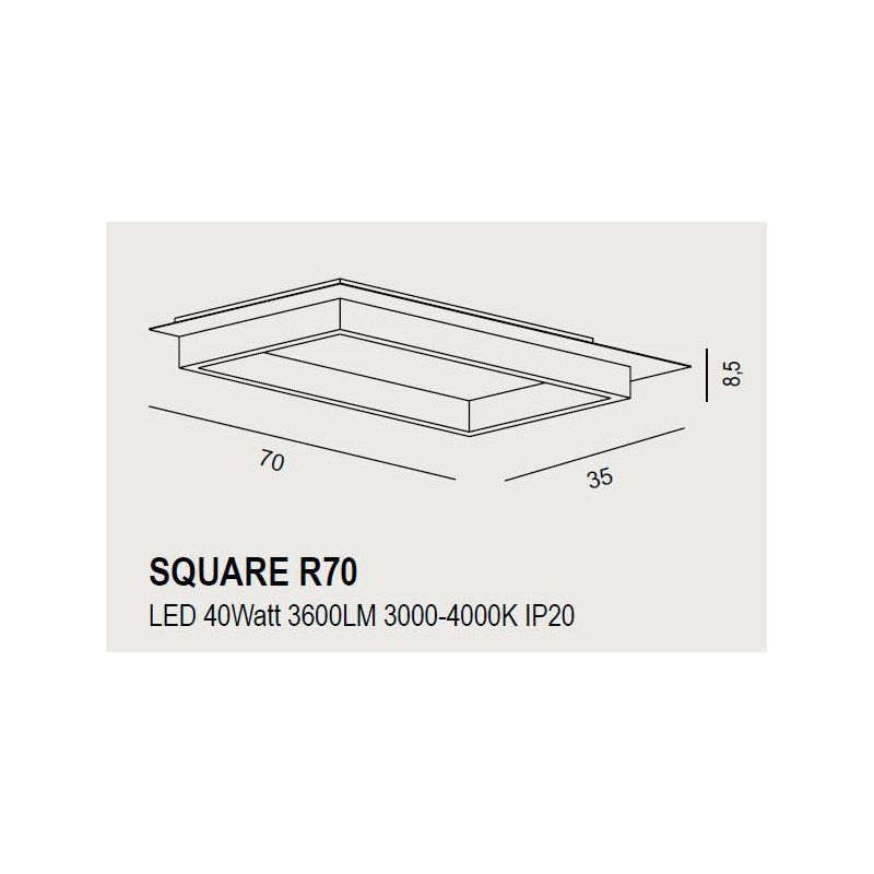 SQUARE R70 PLAFONIERA RETTANGOLARE 14 COLORI CM 70X35 LED INTEGRATO 40W MODERNA CON SWITCH PROMOINGROSS - Cristalensi Shop Onlin