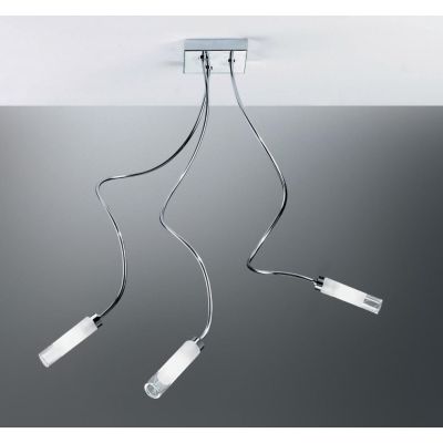 GINEVRA 3 VETRO PLAFONIERA SEMIRIGIDA IN METALLO CROMATO O NIKEL SATINATO Illuminando - Cristalensi Shop Online