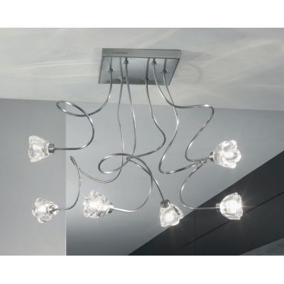 GINEVRA 6 CLARA PLAFONIERA CON BRACCI SEMIRIGIDI IN CROMO O NICHEL SATINATO Illuminando - Cristalensi Shop Online