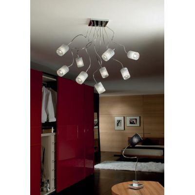 GINEVRA CHIC 9 PLAFONIERA IN METALLO CON BRACCI SEMIRIGIDI CROMO O NICHEL SATINATI Illuminando - Cristalensi Shop Online