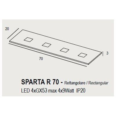 SPARTA PLAFONIERA RETTANGOLARE CM 70X20 MODERNA 14 COLORI LAMPADINE 4xGX53 PROMOINGROSS - Cristalensi Shop Online
