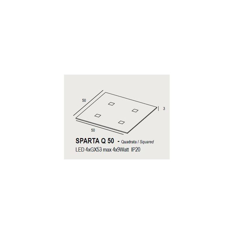 SPARTA PLAFONIERA QUADRATA CM 50X50 MODERNA IN 14 COLORI CON LAMPADINE 4xGX53 PROMOINGROSS - Cristalensi Shop Online