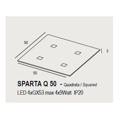 SPARTA PLAFONIERA QUADRATA CM 50X50 MODERNA IN 14 COLORI CON LAMPADINE 4xGX53 PROMOINGROSS - Cristalensi Shop Online
