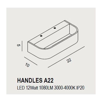 HANDLES APPLIQUE MODERNA IN METALLO LED 12W LARGHEZZA CM 22 IN 14 COLORI PROMOINGROSS - Cristalensi Shop Online