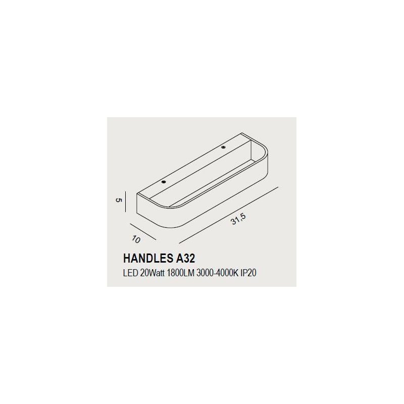 HANDLES APPLIQUE MODERNA IN METALLO 14 COLORI LED 20W LARGA CM 31,5 PROMOINGROSS - Cristalensi Shop Online