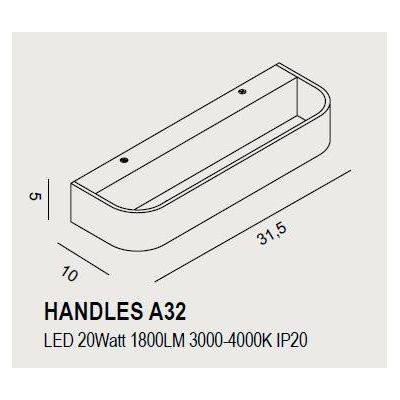 HANDLES APPLIQUE MODERNA IN METALLO 14 COLORI LED 20W LARGA CM 31,5 PROMOINGROSS - Cristalensi Shop Online