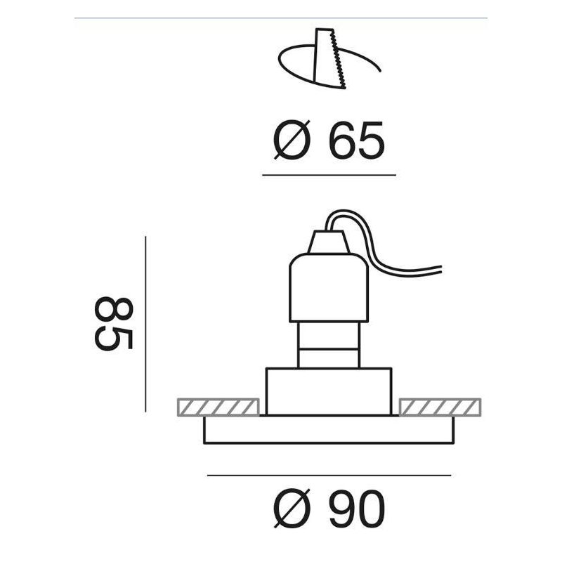 INCASSO IN CRISTALLO EFFETTO SPECCHIO CON PORTALAMPADE GU10 FORO 6,5 CM GEA LUCE - Cristalensi Shop Online