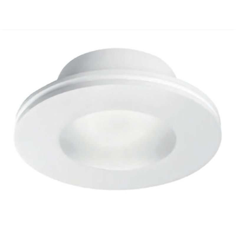 FARETTO DA INCASSO IN GESSO ROTONDO CON DIFFUSORE IN VETRO CON PORTALAMPADE GU10 VERNICIABILE GEA LUCE - Cristalensi Shop Online