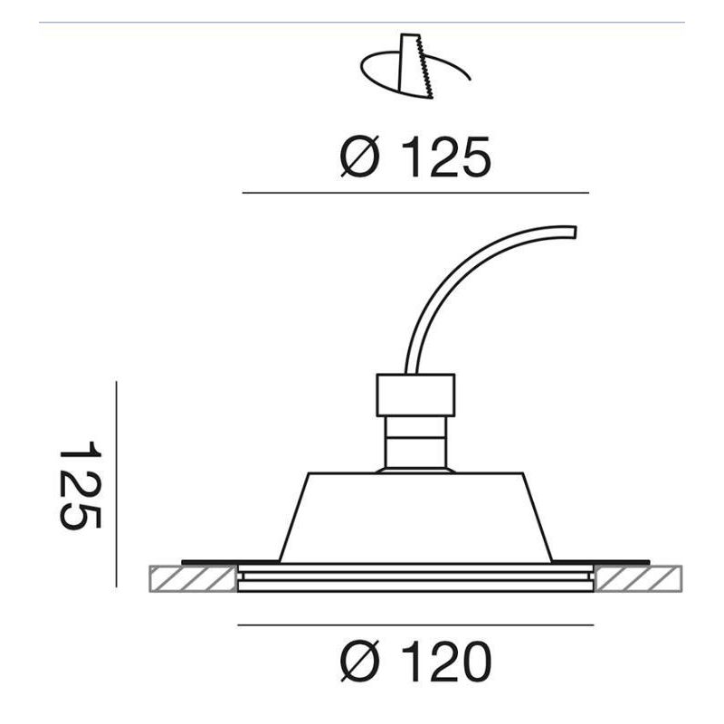 FARETTO DA INCASSO IN GESSO ROTONDO CON DIFFUSORE IN VETRO CON PORTALAMPADE GU10 VERNICIABILE GEA LUCE - Cristalensi Shop Online