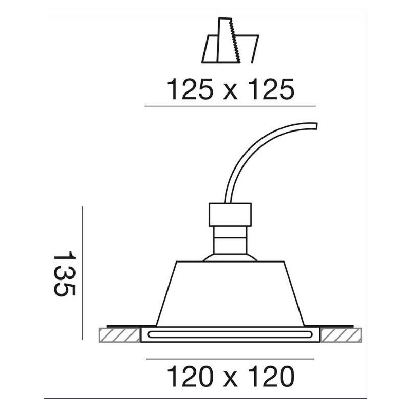 FARETTO DA INCASSO IN GESSO QUADRATO CON PORTALAMPADE GU10 VERNICIABILE GEA LUCE - Cristalensi Shop Online