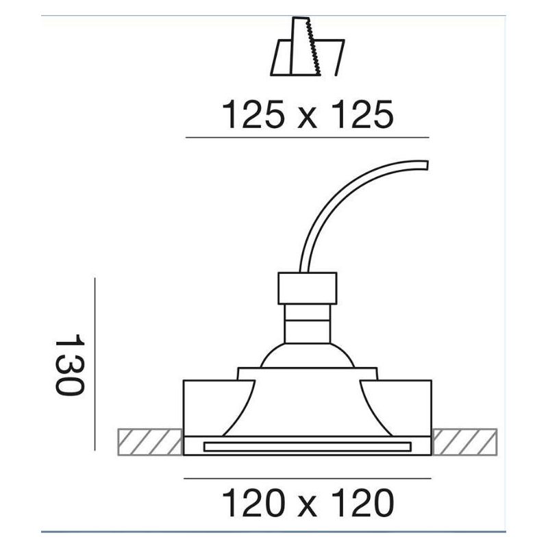 FARETTO DA INCASSO IN GESSO QUADRATO CON PORTALAMPADE GU10 VERNICIABILE GEA LUCE - Cristalensi Shop Online