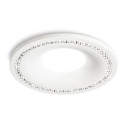 FARETTO DA INCASSO ROTONDO BIANCO CON STRASS IN CRISTALLO CON LAMPADINA GU10 MODERNO GEA LUCE - Cristalensi Shop Online