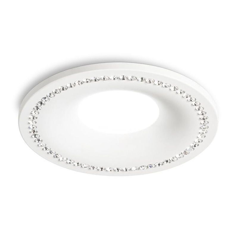 FARETTO DA INCASSO ROTONDO BIANCO CON STRASS IN CRISTALLO CON LAMPADINA GU10 MODERNO GEA LUCE - Cristalensi Shop Online