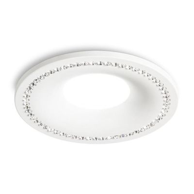 FARETTO DA INCASSO ROTONDO BIANCO CON STRASS IN CRISTALLO CON LAMPADINA GU10 MODERNO GEA LUCE - Cristalensi Shop Online