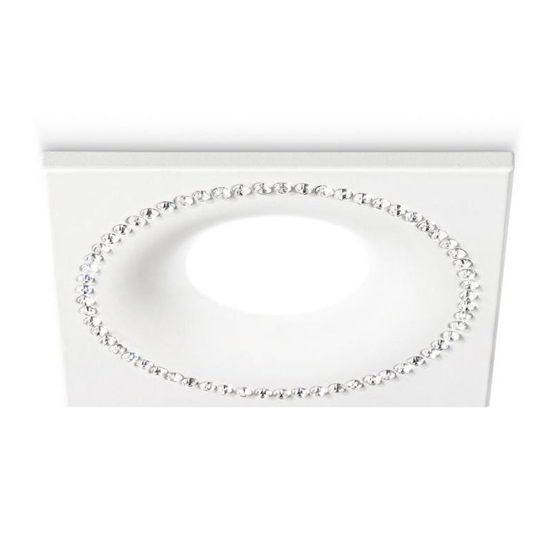 FARETTO DA INCASSO QUADRATO BIANCO CON STRASS IN CRISTALLO CON LAMPADINA GU10 MODERNO GEA LUCE - Cristalensi Shop Online