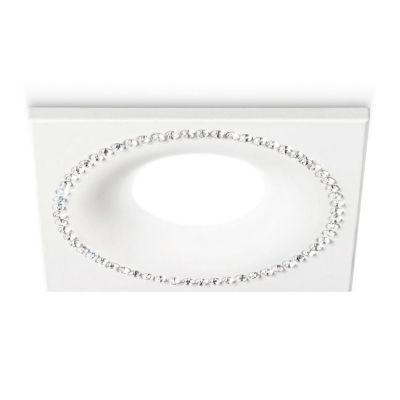 FARETTO DA INCASSO QUADRATO BIANCO CON STRASS IN CRISTALLO CON LAMPADINA GU10 MODERNO GEA LUCE - Cristalensi Shop Online